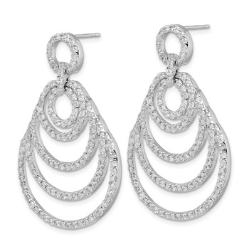 Sterling Silver Rhodium Plated 5 Circle with CZ Dangle Earrings — alternate view