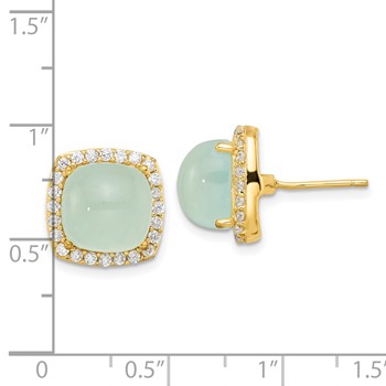 SS Gold-tone CZ & Blue Calcedony Post Earrings — alternate view