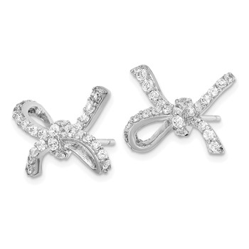 Cheryl M Sterling Silver CZ Bow Post Earrings — alternate view