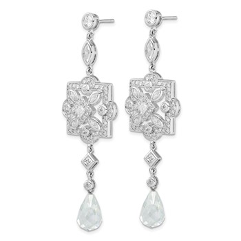 Sterling Silver Rhodium-plated CZ Dangle Earrings — alternate view
