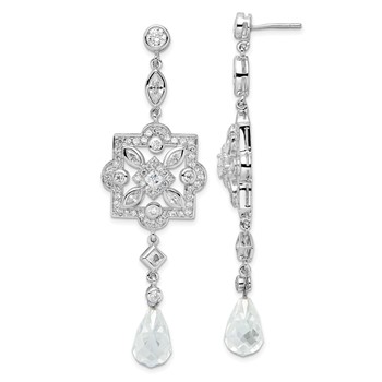 Sterling Silver Rhodium-plated CZ Dangle Earrings