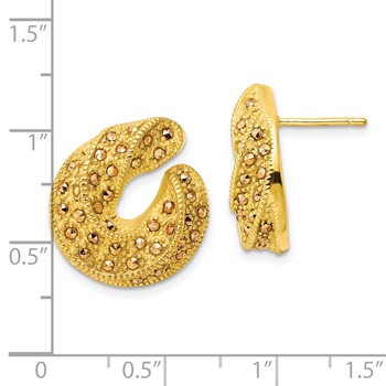 Gold Plate Silver Marcasite Swirl Earring — alternate view