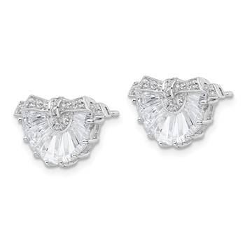 Cheryl M Sterling Silver CZ Fan Post Earrings — alternate view