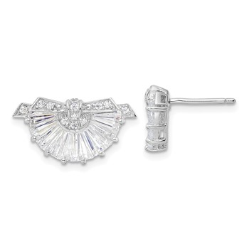 Cheryl M Sterling Silver CZ Fan Post Earrings