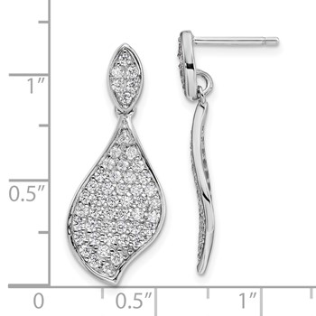 Sterling Silver Rhodium-plated CZ Fancy Dangle Earrings — alternate view