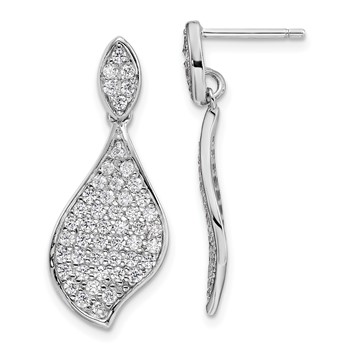 Sterling Silver Rhodium-plated CZ Fancy Dangle Earrings