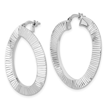 Sterling Silver Rhodium-plated DC Hoop Earrings — alternate view