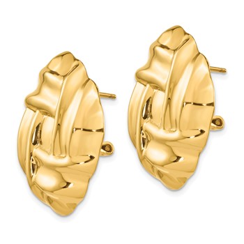 14k 27mm Polished Woven Omega Back Post Earrings — alternate view