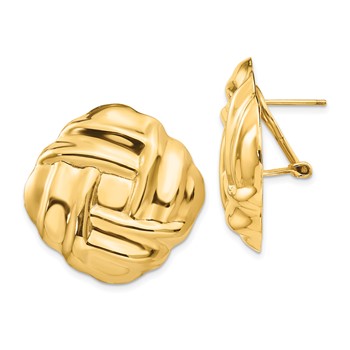 14k 27mm Polished Woven Omega Back Post Earrings