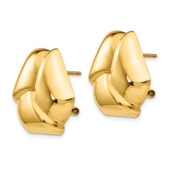 14k Polished Knot Omega Back Post Earrings — alternate view