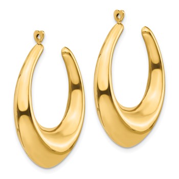 14k Polished Hollow Tapered Hoop Earring Jackets — alternate view