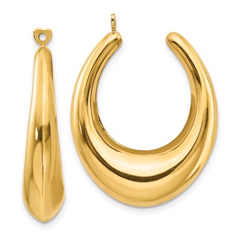 14k Polished Hollow Tapered Hoop Earring Jackets