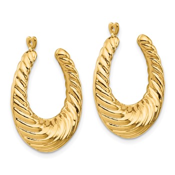 14k Polished Twisted Hollow Hoop Earring Jackets — alternate view