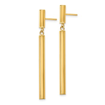 14k Polished Round Tube Dangle Post Earrings — alternate view