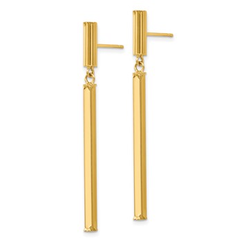 14k Polished Square Bar Dangle Post Earrings — alternate view