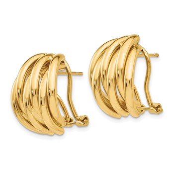 14k Polished Fancy Omega Back Post Earrings — alternate view