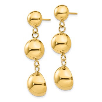 14k Polished Graduated Half-Ball Dangle Post Earrings — alternate view