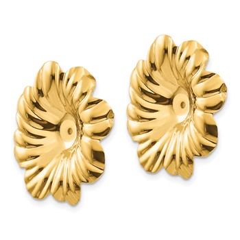14k Polished Floral Earring Jackets — alternate view