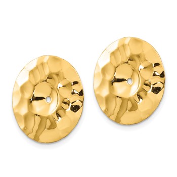 14k Polished Hammered Disc Earring Jackets — alternate view