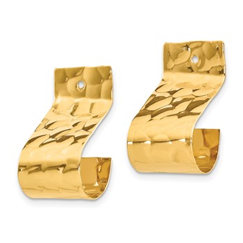 14k Polished Hammered J-Hoop Earring Jackets — alternate view
