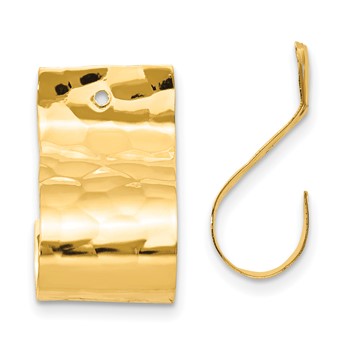 14k Polished Hammered J-Hoop Earring Jackets
