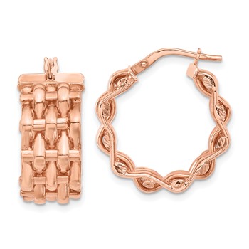 Sterling Silver Rose-tone Panther 5 Row Hoop Earrings