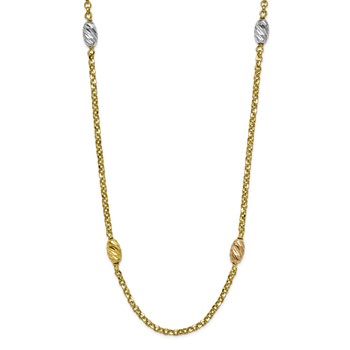 Sterling Silver long rolo classic neck with marquise shape dc balls-3color