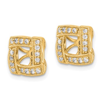 14k Yellow Gold Diamond Square Earring Jackets — alternate view
