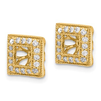 14k Yellow Gold Diamond Square Jacket Earrings — alternate view