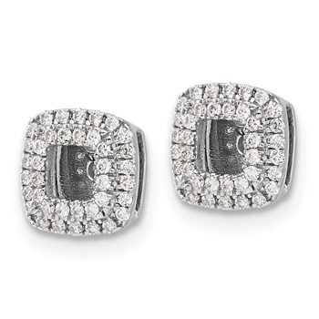 14k White Gold 1/4 carat Diamond Square Earring Jackets — alternate view