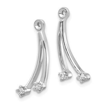 14k White Gold 2-Stone Dangle Diamond Earring Jacket Mountings — alternate view