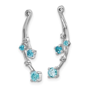 14k White Gold Diamond and Blue Topaz Dangle Earring Jackets — alternate view
