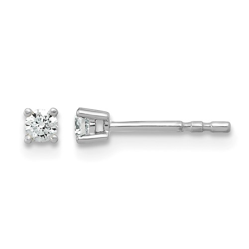 18kw 1/10ct Lab Grown Diamond VS+ F+ Round Complete Stud Earrings