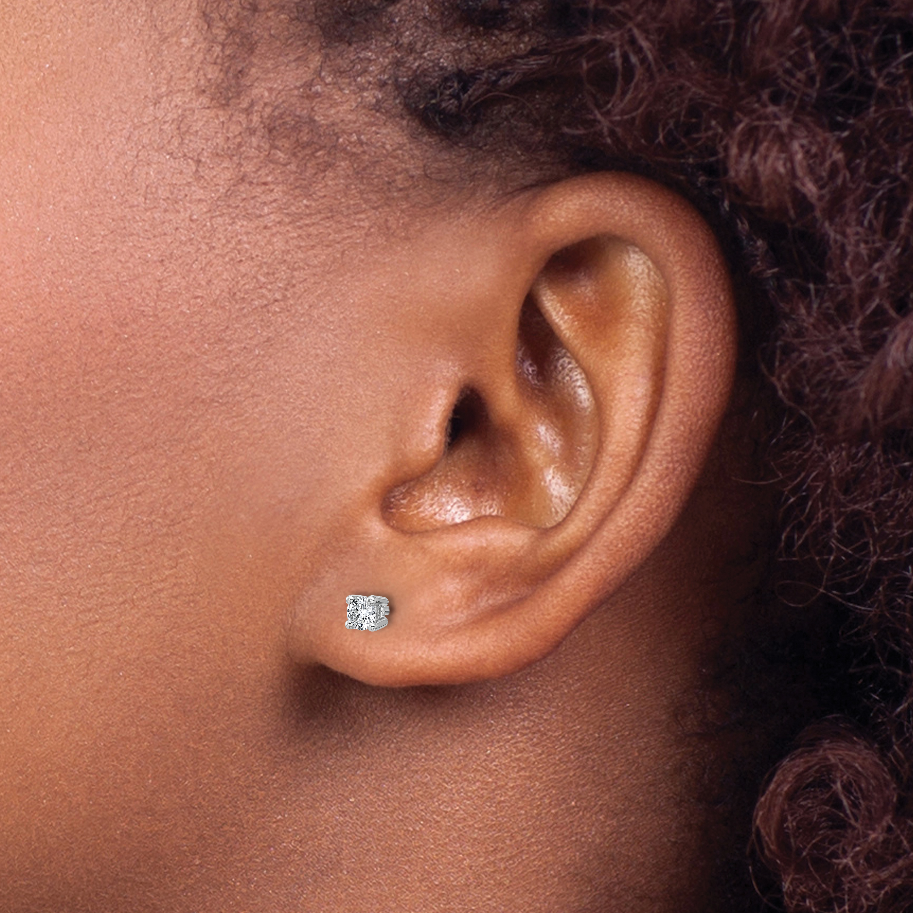 Lab Grown Diamond 1/4 carat Certified Round Earrings 3.2mm 14k White Gold detailed image 3