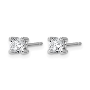 14k White Gold 5/8 carat total weight Round VS/SI DEF Lab Grown Diamond 4 Prong Stud Post Earrings — alternate view