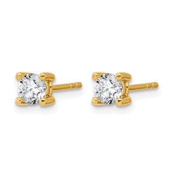 14k 5/8 carat total weight Round VS/SI DEF Lab Grown Diamond 4 Prong Stud Post Earrings — alternate view