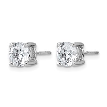 14k White Gold 2 1/2 carat Certified Lab Grown Diamond VS+ F+ Round Complete Four Prong Screwback Heavyweight Stud Earrings — alternate view