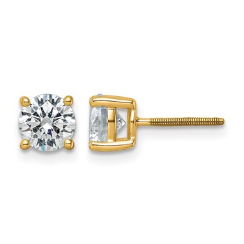 14k 2 1/2 carat Certified Lab Grown Diamond VS/SI+ G+ Round Complete Four Prong Screwback Heavyweight Stud Earrings