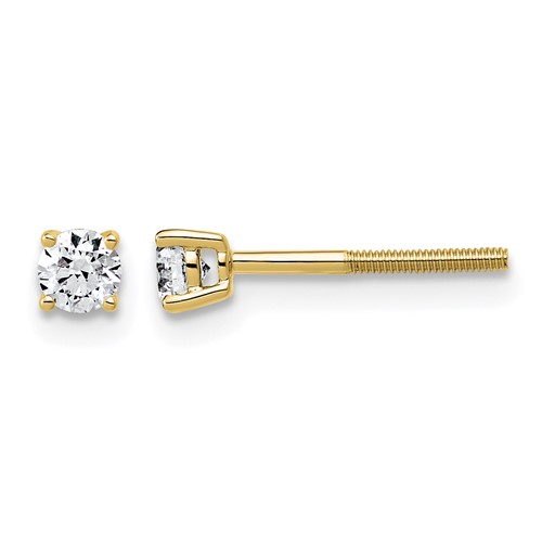 14ky 1/4ct Lab Grown Dia VS/SI+ G+ Round Comp Ltwt Screwback Earrings