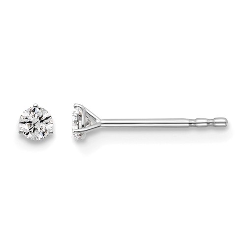 18kw 1/10ct Lab Grown Diamond VS+ F+ Round Comp 3 Prong Stud Earrings