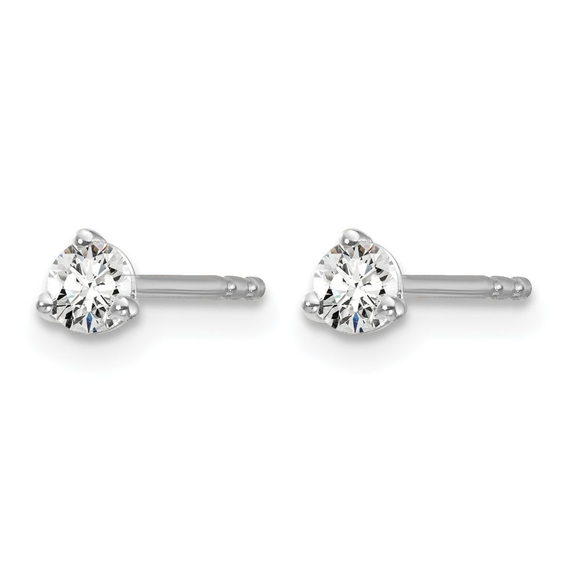 Lab Grown Diamond 1/5 carat Certified Round Complete Earrings 3mm 14k White Gold detailed image 2