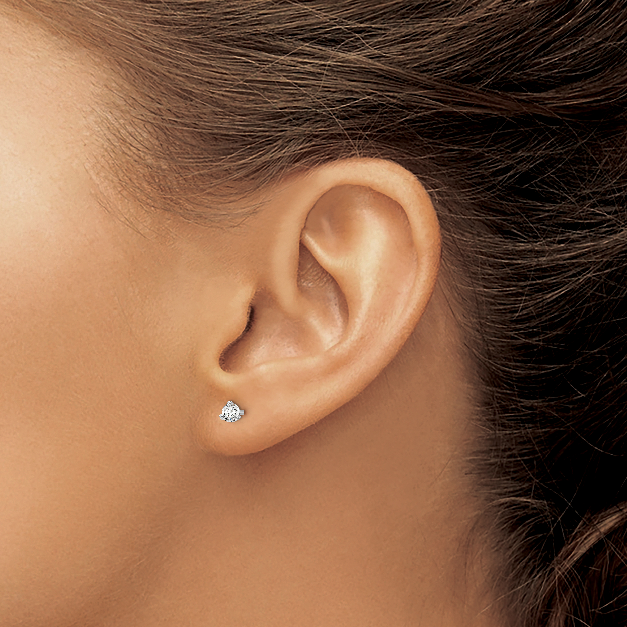 Lab Grown Diamond 1/5 carat Certified Round Complete Earrings 3mm 14k White Gold detailed image 3