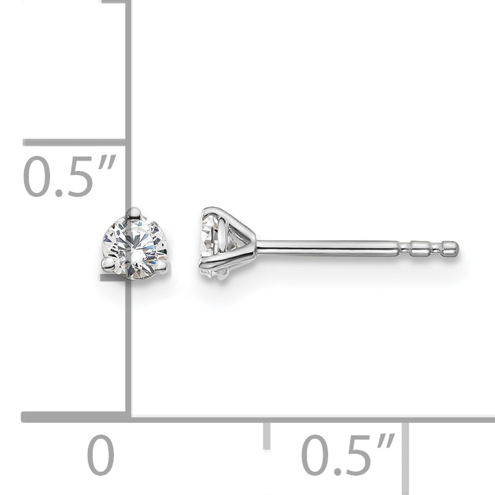 Lab Grown Diamond 1/5 carat Certified Round Complete Earrings 3mm 14k White Gold detailed image 5