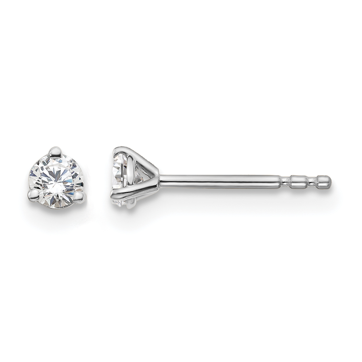 Lab Grown Diamond 1/5 carat Certified Round Complete Earrings 3mm 14k White Gold main product image