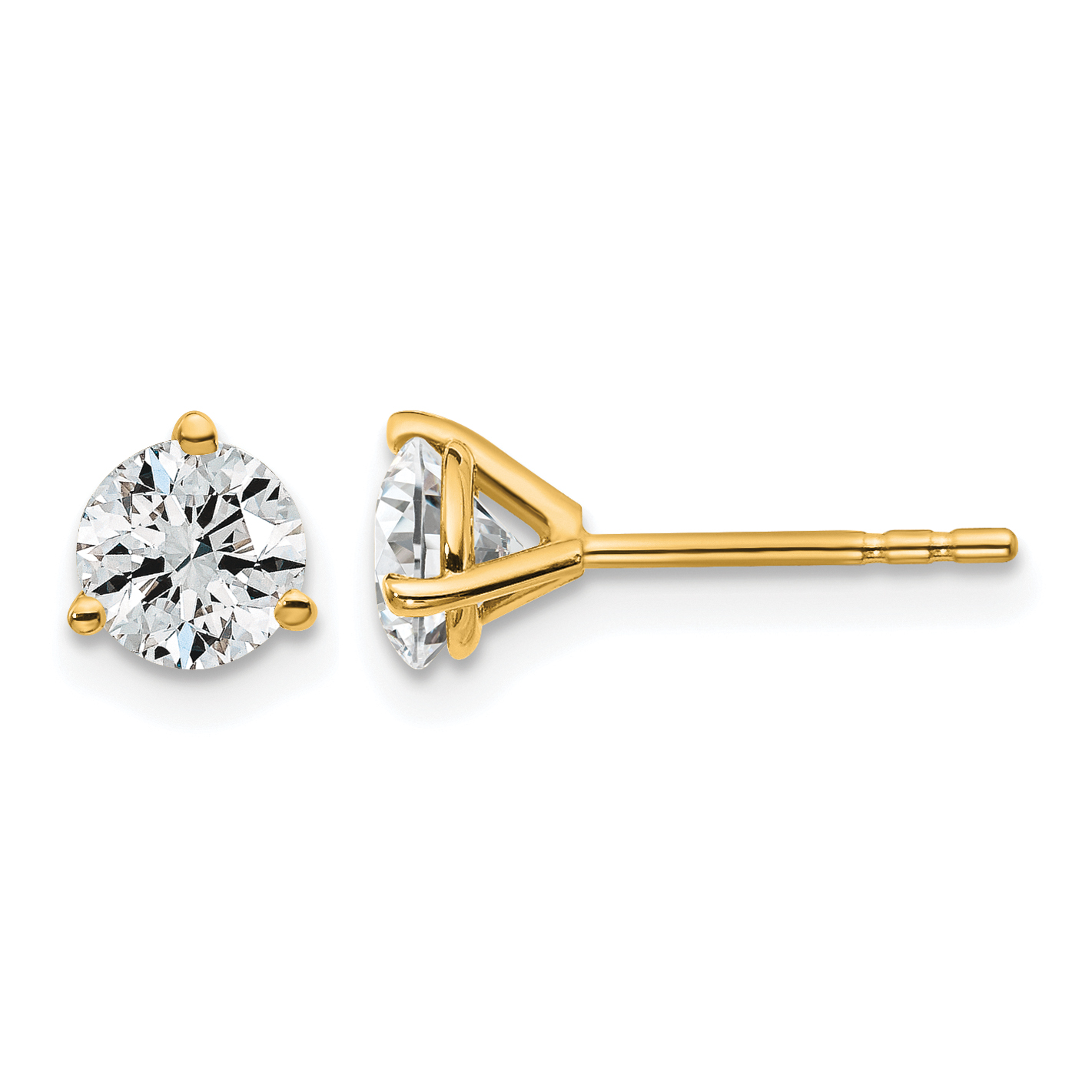 10k 1 carat Lab Grown Diamond VS+ F+ Round Complete Three Prong Stud Earrings