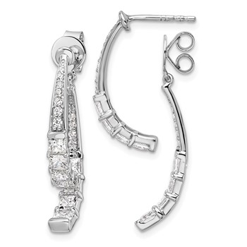 14k White Gold 2 5/8 carat Lab Grown Diamond VS/SI+ G+ Front and Back Dangle Post Earrings