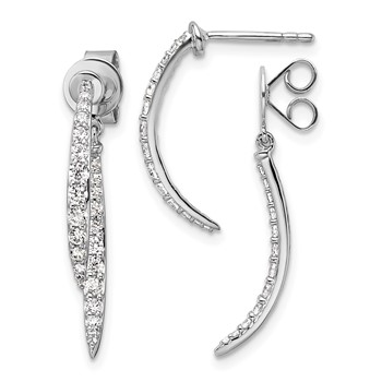 14k White Gold 5/8 carat Lab Grown Diamond VS/SI+ G+ Front and Back Dangle Post Earrings