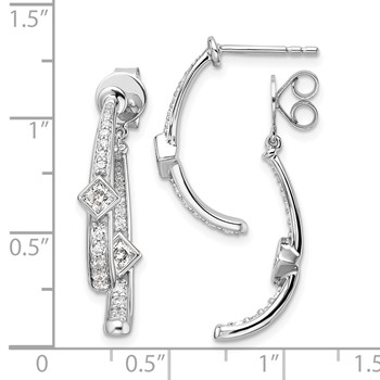 14k White Gold 7/8 carat Lab Grown Diamond VS/SI+ G+ Front and Back Dangle Post Earrings — alternate view