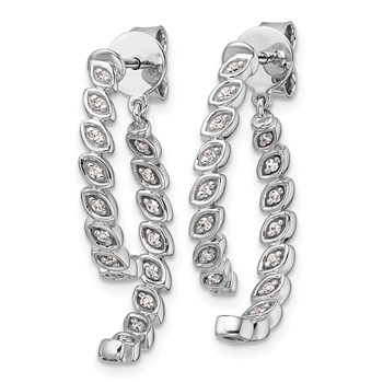 14K White Gold Polished 1/5 carat Diamond Front and Back Dangle Earrings — alternate view