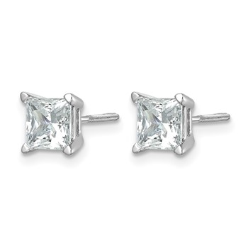 14k White Gold 1 1/2 carat Certified Lab Grown Diamond VS+ F+ Princess Complete Four Prong Screwback Stud Earrings — alternate view